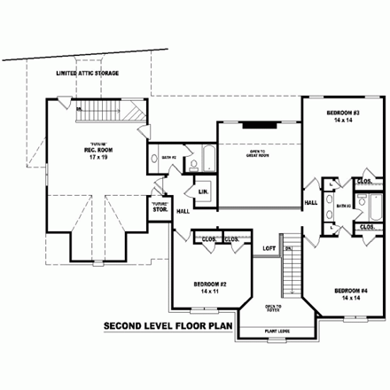 House Plan 46795 Second Level Plan