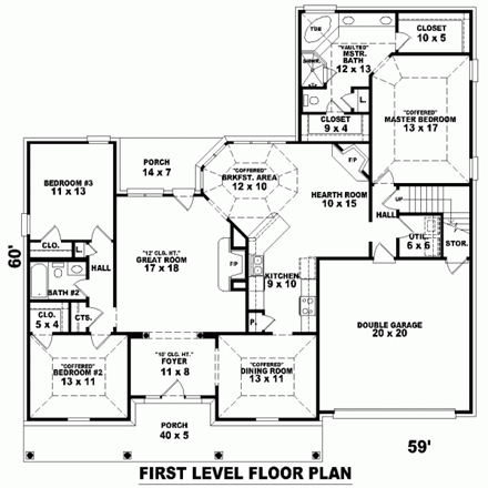 House Plan 46798 First Level Plan