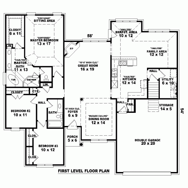 One-Story Level One of Plan 46804