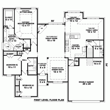 House Plan 46804 First Level Plan