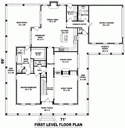 House Plan 46806 First Level Plan