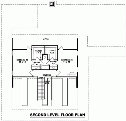 House Plan 46806 Second Level Plan