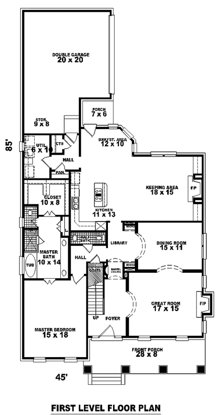 House Plan 46807 First Level Plan