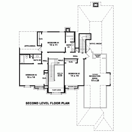 House Plan 46816 Second Level Plan