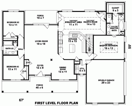 House Plan 46817 First Level Plan