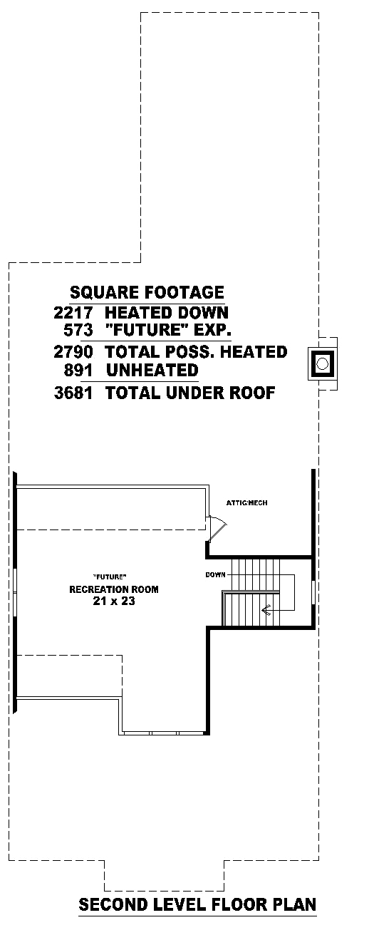 Craftsman Narrow Lot One-Story Level Two of Plan 46831