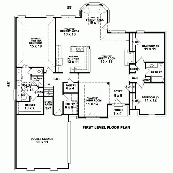 One-Story Level One of Plan 46834