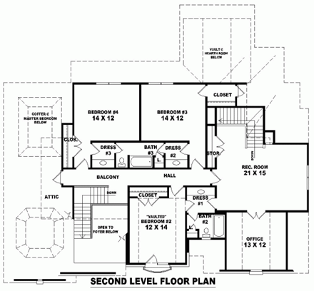 House Plan 46840 Second Level Plan