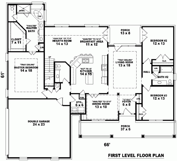 One-Story Traditional Level One of Plan 46856