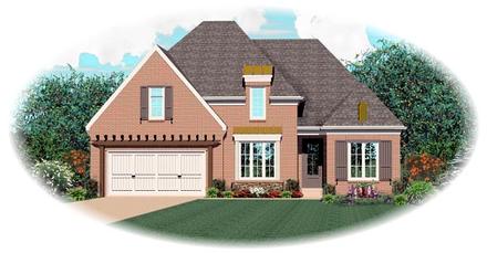 European One-Story Elevation of Plan 46859