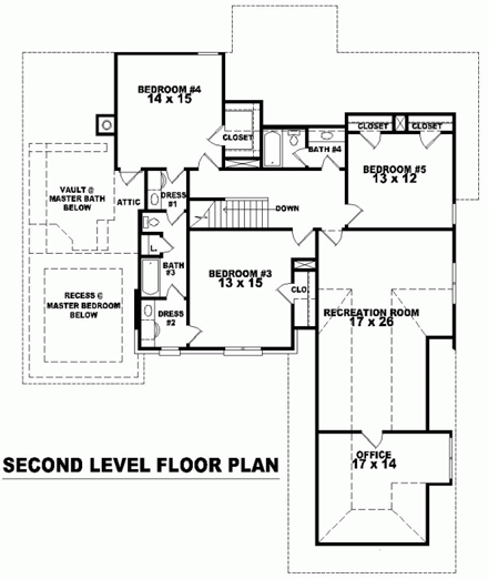 House Plan 46867 Second Level Plan