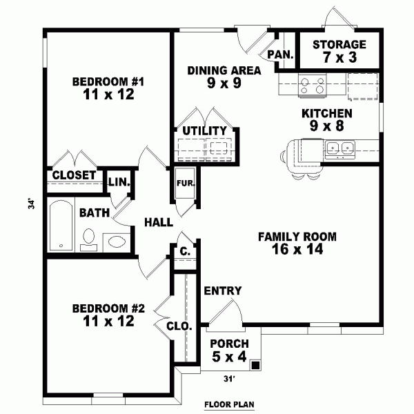 Narrow Lot One-Story Level One of Plan 46873