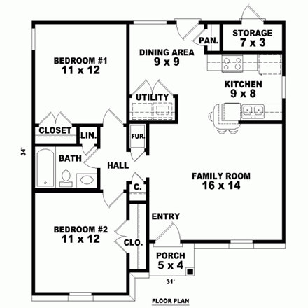 House Plan 46873 First Level Plan