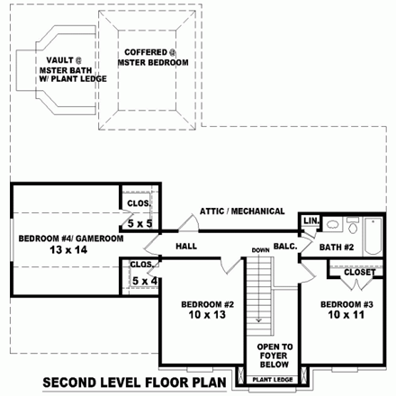 House Plan 46891 Second Level Plan
