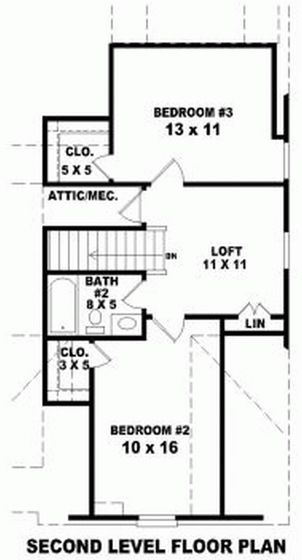 House Plan 46910 Second Level Plan