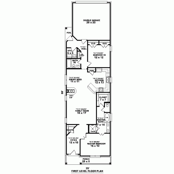 Narrow Lot One-Story Level One of Plan 46931