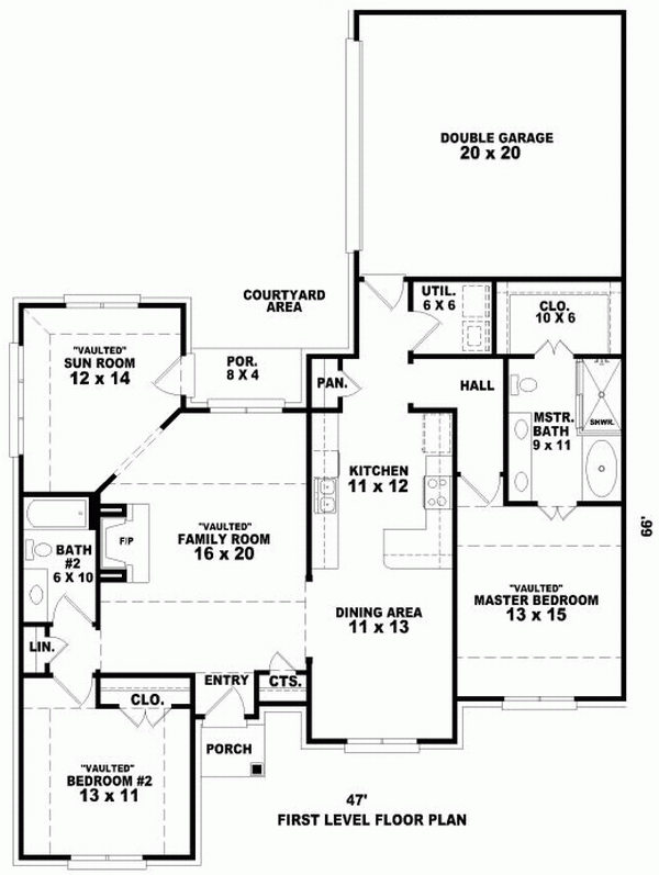 One-Story Level One of Plan 46934