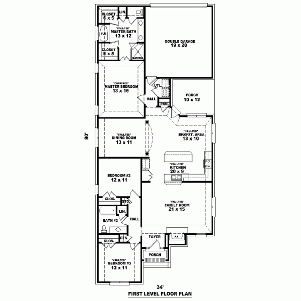 Narrow Lot One-Story Level One of Plan 46942