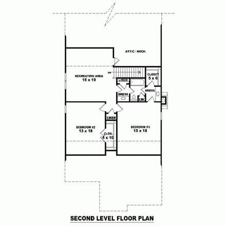 House Plan 46943 Second Level Plan