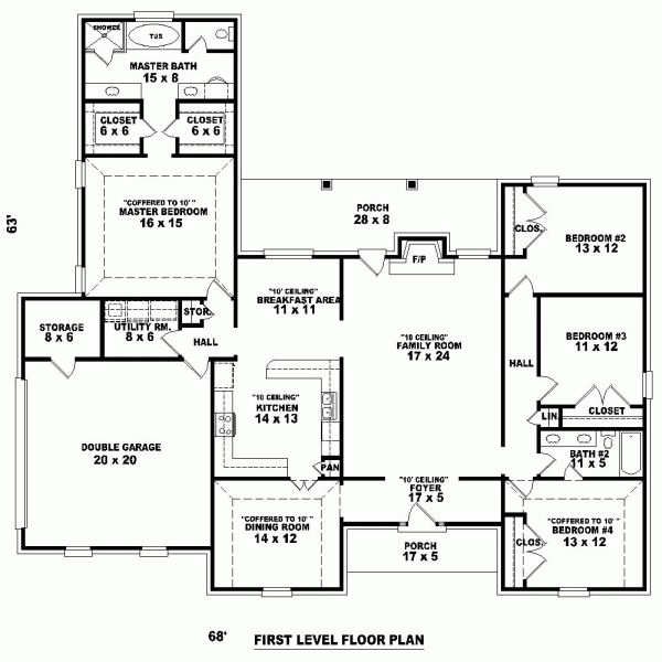 One-Story Level One of Plan 46944