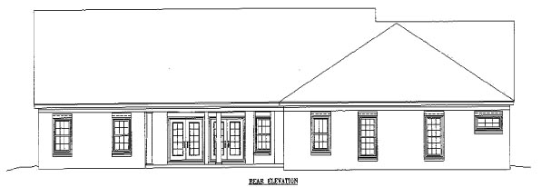 One-Story Rear Elevation of Plan 46945