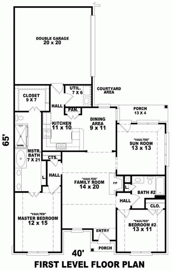 Narrow Lot One-Story Level One of Plan 46954