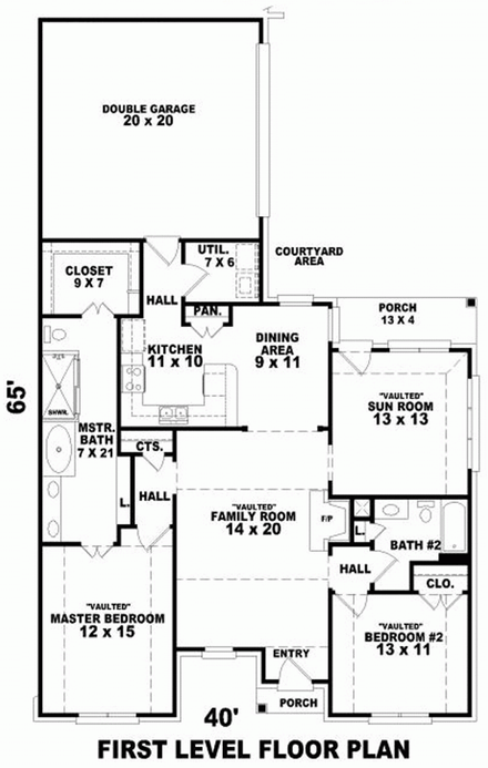 House Plan 46954 First Level Plan