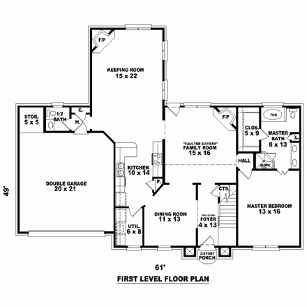 House Plan 46960 First Level Plan