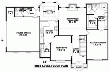 House Plan 46965 First Level Plan