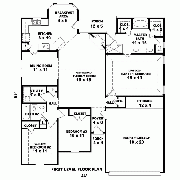 One-Story Level One of Plan 46973