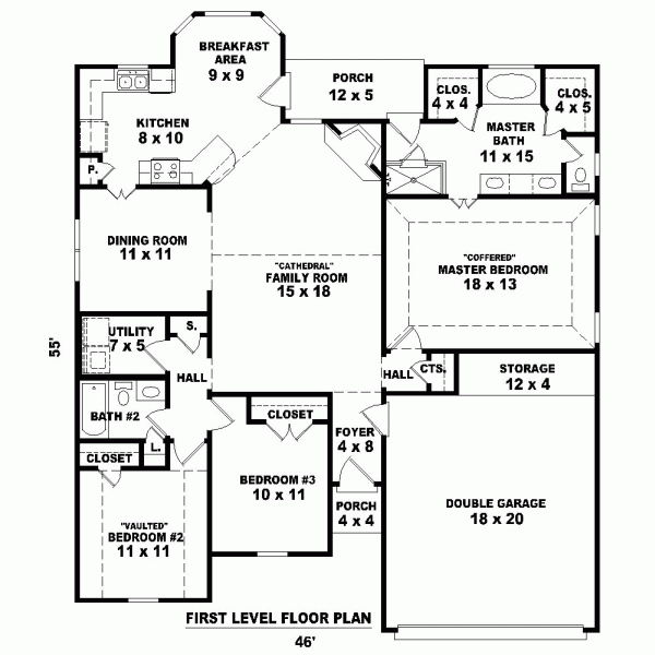 One-Story Level One of Plan 46974