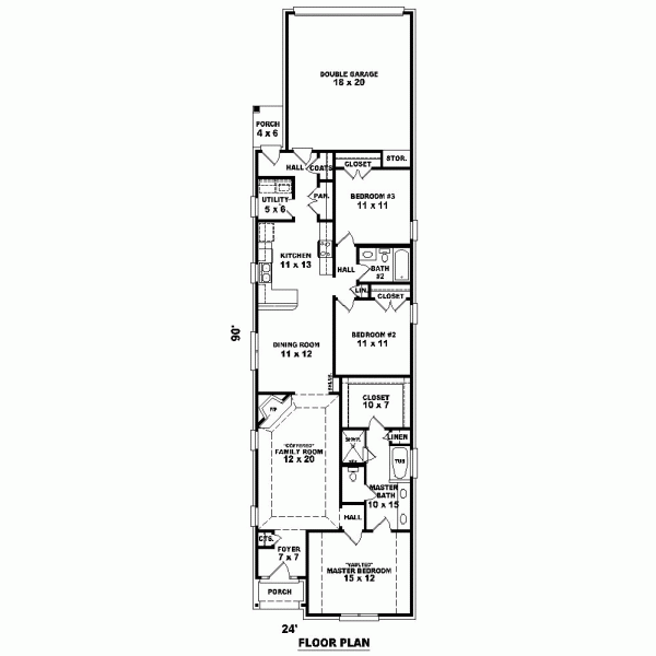 Narrow Lot One-Story Level One of Plan 46978