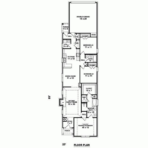 Narrow Lot One-Story Level One of Plan 46979