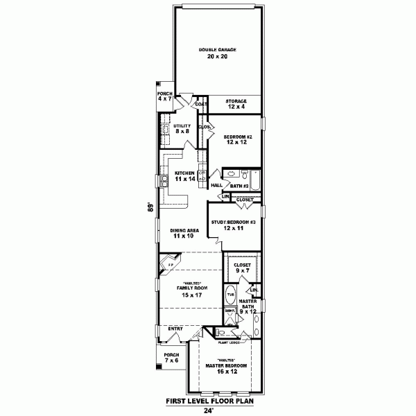 Narrow Lot One-Story Level One of Plan 46981
