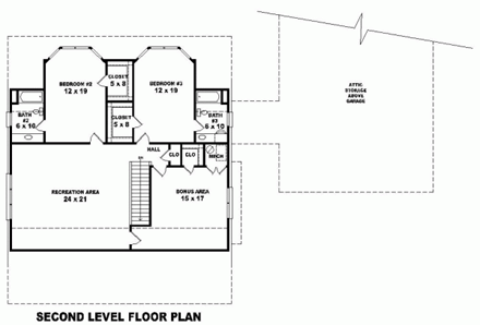House Plan 46982 Second Level Plan