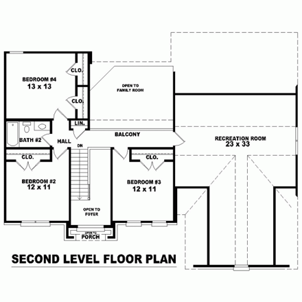 House Plan 46996 Second Level Plan