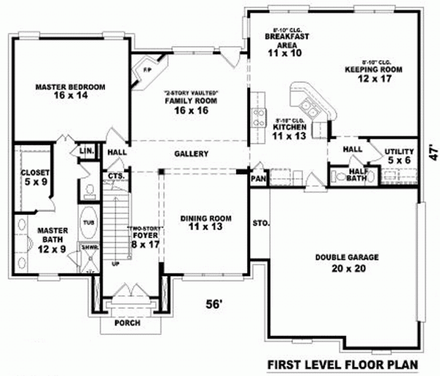 House Plan 46997 First Level Plan