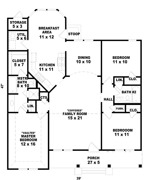 Country One-Story Level One of Plan 47005