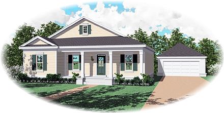 Country One-Story Elevation of Plan 47005