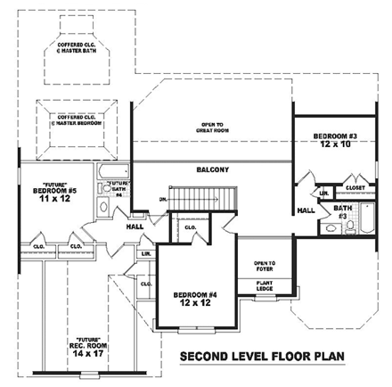 House Plan 47013 Second Level Plan