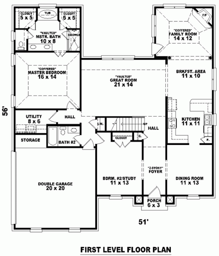 House Plan 47021 First Level Plan