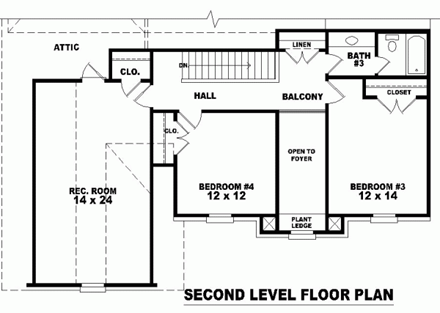 House Plan 47021 Second Level Plan