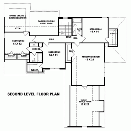 House Plan 47024 Second Level Plan