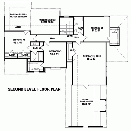 House Plan 47031 Second Level Plan