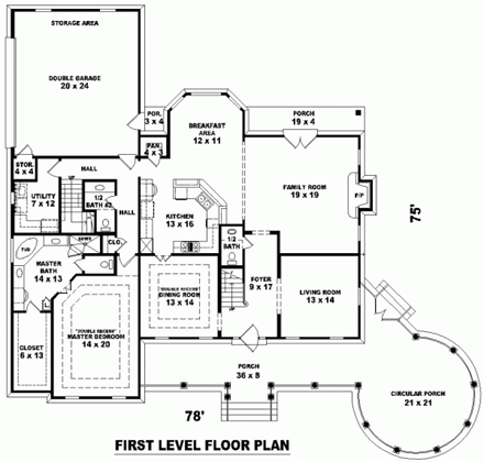 House Plan 47047 First Level Plan