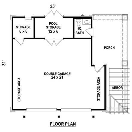 Garage Plan 47071 - 2 Car Garage First Level Plan
