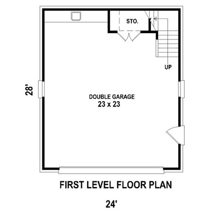 Garage Plan 47080 - 2 Car Garage Apartment First Level Plan