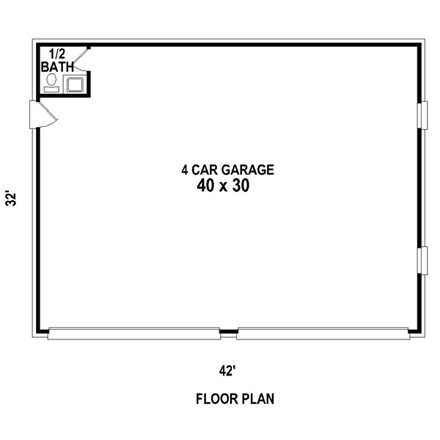 Garage Plan 47093 - 4 Car Garage First Level Plan