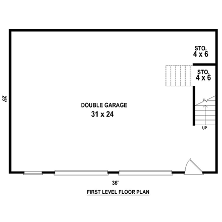 Garage Plan 47094 - 2 Car Garage Apartment First Level Plan