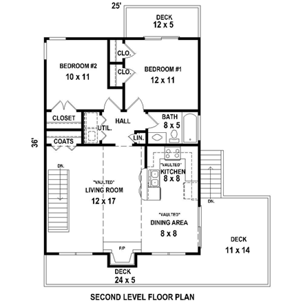 House Plan 47103 Second Level Plan